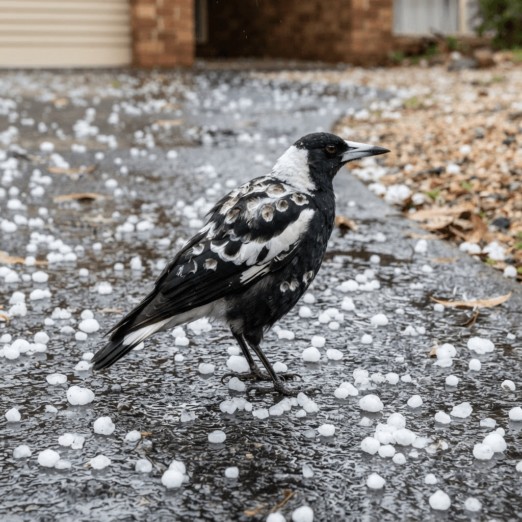 Haglskade (Pica grandinis) i sit naturlige levested