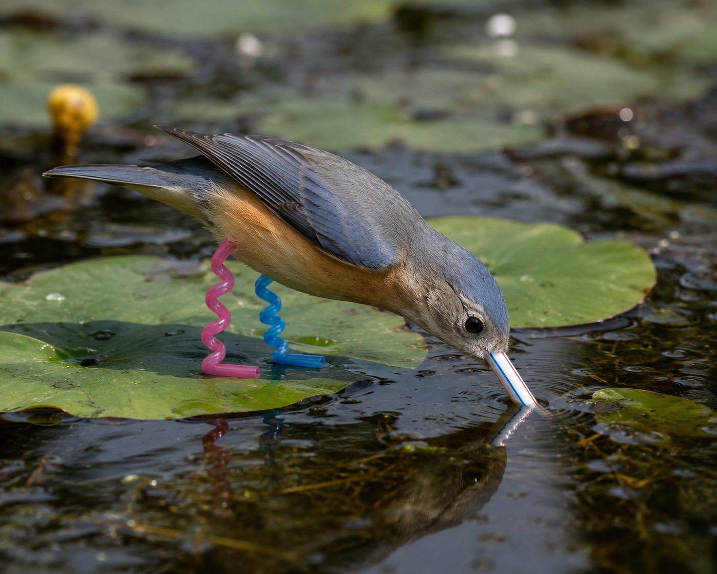 Rørskade (Pica tubulosa) i sit naturlige levested